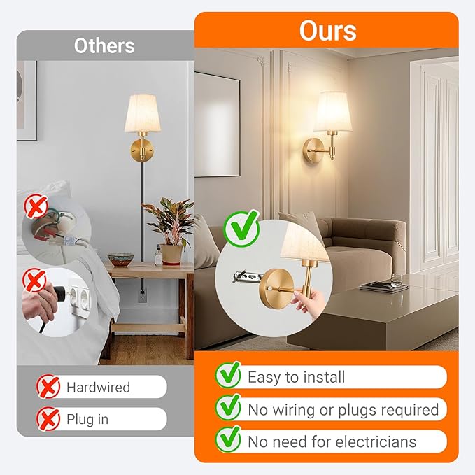 Battery Operated Wall Sconces Set of Two, Indoor Wireless Wall Mounted Lamp with 10000mAh Dimmable Bulb and Remote, RGB Colors Rechargeable Wall Light for Bedroom Living Room Decor