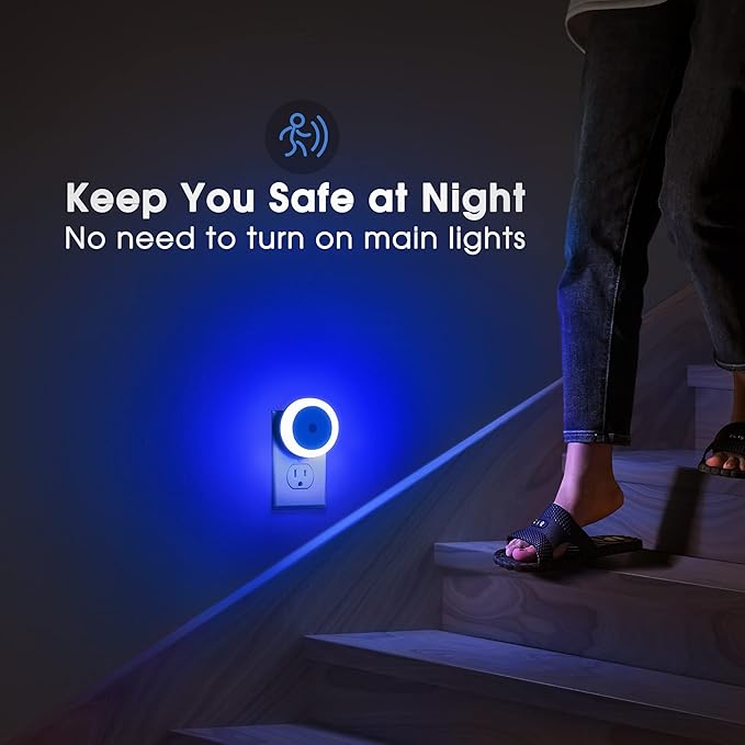 Briignite Blue Night Light, LED Night Lights for Kids, 4 Pack Plug in Night Light, Hallway Lights, Wall Light, Nightlight for Adult, Blue Light, 0.6W 60LM