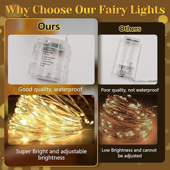 200 LED 67Ft Fairy Lights Battery Operated with Remote，Waterproof String Lights for Indoor & Outdoor,8 Modes Christmas Lights for Christmas Tree,Bedroom, Party,Wedding Decor
