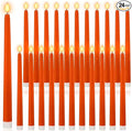 Macarrie 24 Packs Flameless Taper Candles Battery Operated Fake 11 Inch Long Candlelight LED Flameless Candlesticks Flickering Tapered for Spring Summer Wedding(Orange)