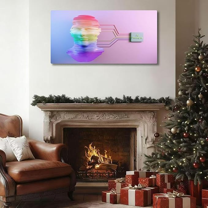 Wibinuki Wall Art Wall Decor Wall Paintings d sliced cyborg head made of Artificial Intelligence for Living Room Bedroom Bathroom Home Decor Can Be Hung Directly 20"x 40"