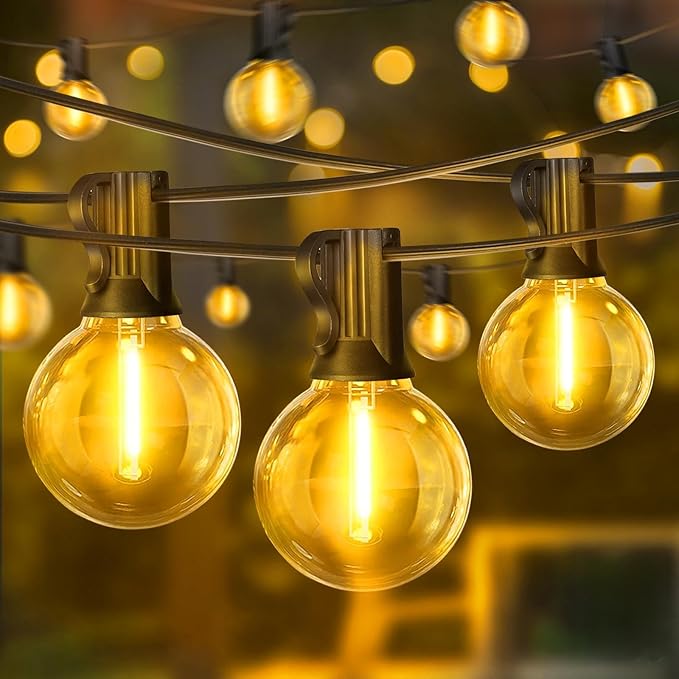 LAMPHOME 4 Pack LED Outdoor String Lights, 26FT Yellow Patio Lights with 12+1 Edison Shatterproof Bulbs,Waterproof Connectable Dimmable Outside Hanging Lights for Backyard Porch Garden Party Decor