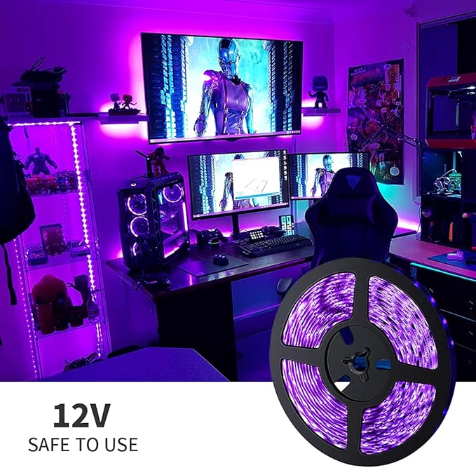 Black Light Strip, 20ft/6M Flexible LED Black Light with kit, 360 lamp Beads, 12V LED Light, Non-Waterproof for Indoor Fluorescent Dance Party, Stage, Birthday, Wedding, Dark Party
