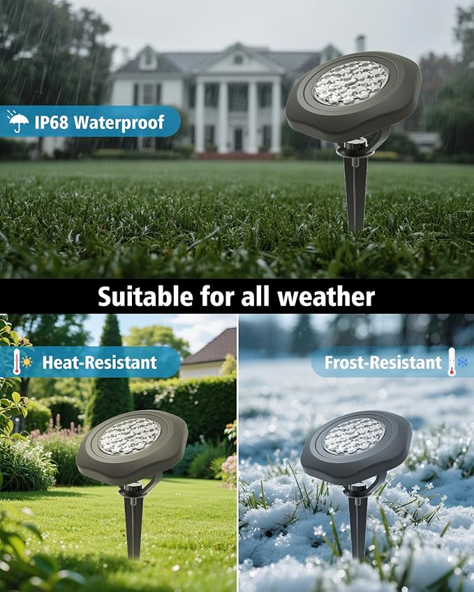 CORESLUX Solar Spot Lights Outdoor Waterproof IP68, 3-in-1 LED Warm Light Solar Landscape Lights, 2 Light Modes Pond Lights Landscape Path Lights for Outside Garden Yard Pond Pathway