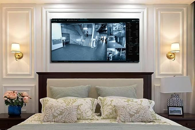 Wibinuki Wall Art Wall Decor Wall Paintings Surveillance Camera CCTV Footage, Multiple Screens Show Inside for Living Room Bedroom Bathroom Home Decor Can Be Hung Directly 20"x 40"