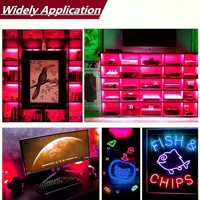 Ourbest 5in1 Electroluminescent Neon Strip Light Wire, EL Wire Lights Battery Pack for Cosplay Party Decoration 3Mode Stay/Slow/Fast Flash(10Pack 3Ft with 2 Battery Boxes Red)