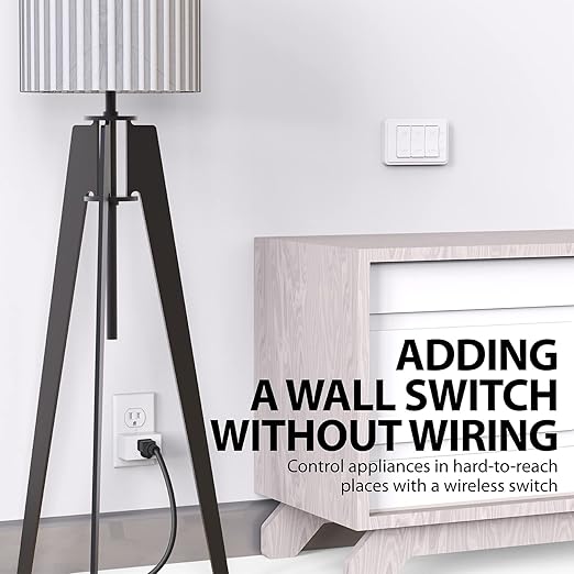 Fosmon Wireless Remote Control Outlet Plug Indoor, Battery Operated Light Switch with Braille On/Off Mark, for Lights, Christmas Tree, No Interference, 15A/1875W, No Wiring & Expandable - 3 Pack
