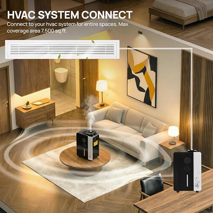 Diffuser - WiFi Air Machine for Home & Commercial Use, Covers 7500 sq. ft., Waterless Cold- Air Nebulizing HVAC Oil Diffuser for Large Room, Hotel, Spa, Office
