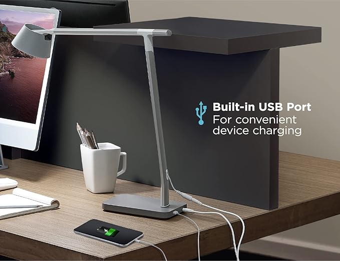 BLACK+DECKER Verve Designer Desk Lamp with USB Charging Port, True White LED + 16M RGB Colors