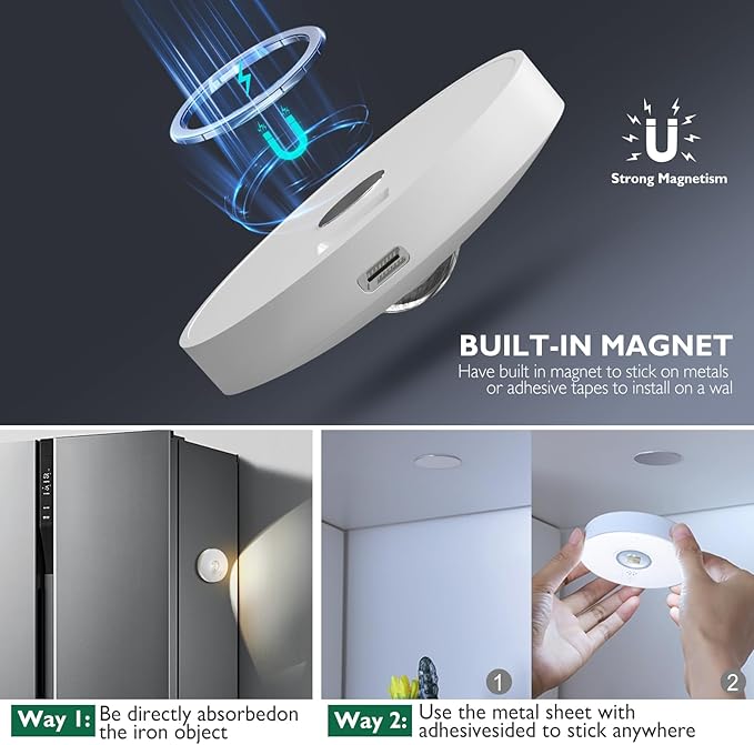 Rechargeable RGB Puck Lights,13 Colors Changeable LED Puck Lightings Remote Controls,6Pack LED Under Cabinet Counter Lighting,Battery Operated Tap Lights,Dimmable Wireless Closet lights for Kitchen
