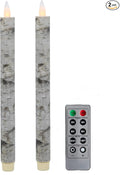 Flameless Taper Candles Flickering with Remote and Timer, 3D Moving Flame Taper Candle Battery Operated to 400 Hours, 9 Inch Window Candles, (Birch Bark)