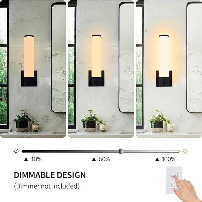Kalium 14in LED Modern Wall Sconces, Dimmable Bathroom Vanity Lights, 3000K Warm White, Indoor Sconces, Bathroom, Stairs, Living Room, Bedroom. Hardwired.