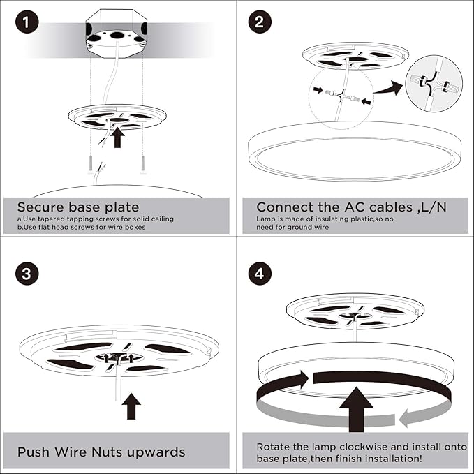 ocioc 15.7 inch LED Flush Mount Ceiling Light, 24W 2400lm Dimmable, 3000K/4000K/6500K Selectable, Low Profile Round Lighting Fixture for Kitchen, Child Room, Stairwell, Porch White