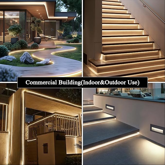 LAMPHOME 4000K 120V LED Strip Light, 150FT 9000LED Waterproof for Outdoor Indoor, Every 1.5ft Cuttable Lighting Strip, 17.5x7.8mm ETL Listed，Natural White