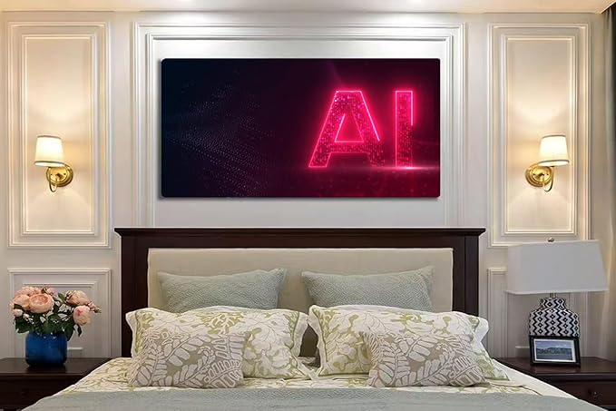 Wibinuki Wall Art Wall Decor Wall Paintings AI Technology Glowing Interface for Living Room Bedroom Bathroom Home Decor Can Be Hung Directly 20"x 40"