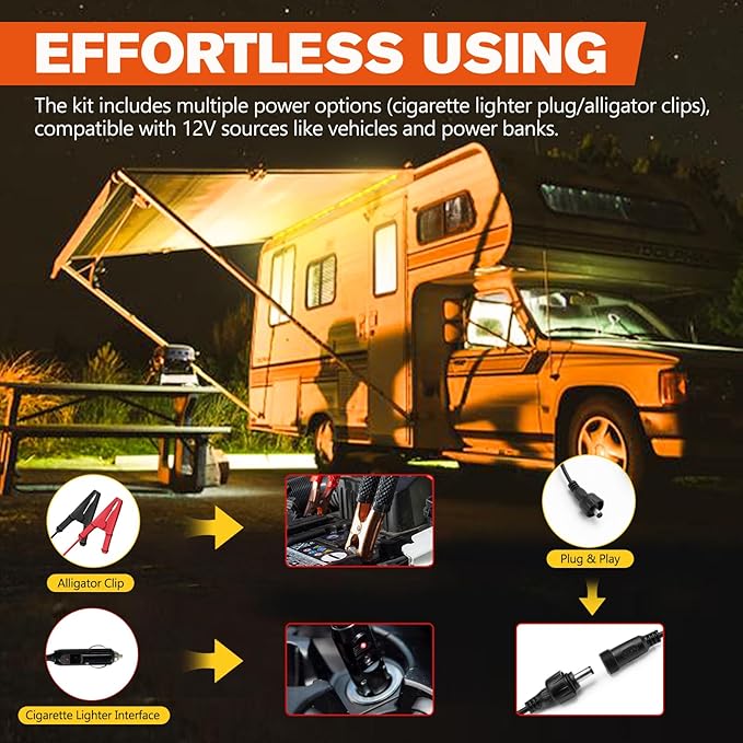 FIERYRED 12V Interior Light Bar Kit, Dimmable Camping Lights, Weatherproof IP67, Aluminum Magnetic Mount with Dimmer Switch, Portable Lights for Camping Tent Awning RV Car Trailer Boat (6 Pcs, Amber)