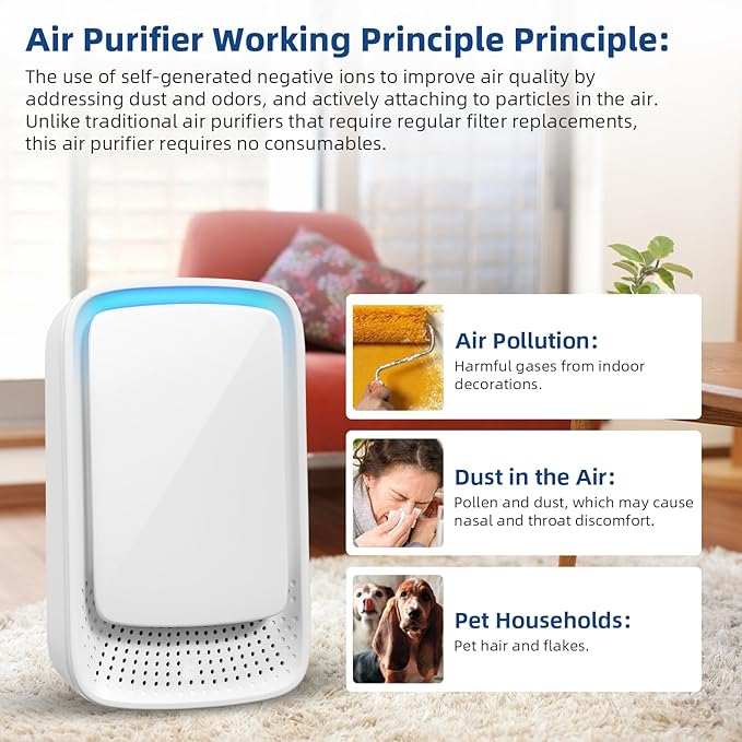 Air Ionizer Purifier for Home,4 Pack Negative Ion Air Purifier Plug in for Small Room, Bedroom Office Bathroom Basement,Quiet Working Portable Air Cleaner Freshener for Odor,Pets Smell