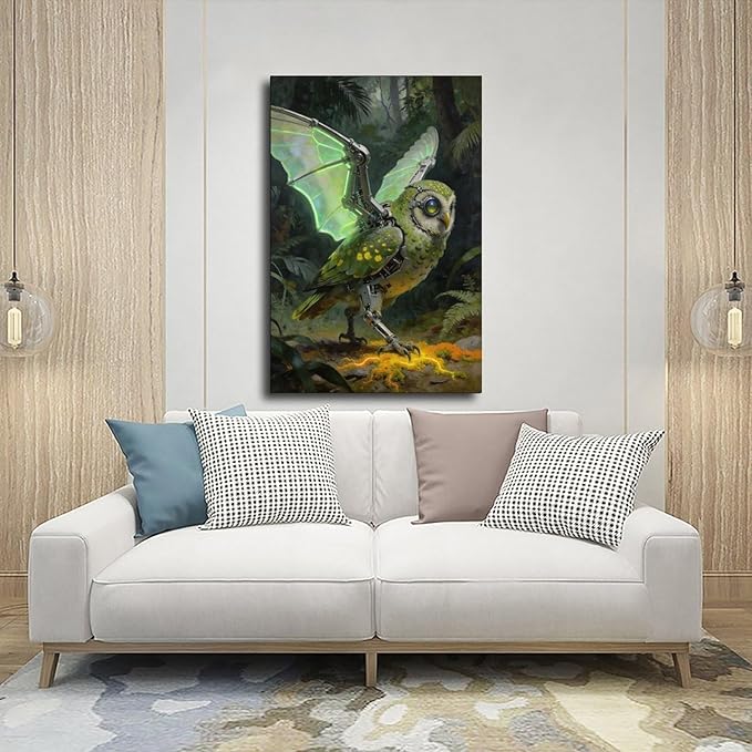 Framed Cyber Fantasy Wall Art for Living Room And Home Office Modern Sci Fi Nature Inspired Decor 16x24inch(40x60cm)