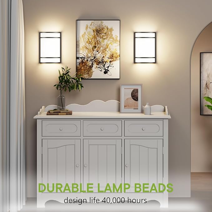 LED Indoor Wall Mount Light Fixture, Matte Black Wall Sconce Lighting, 3000K 4000K 5000K Adjustable, Half Cylinder Hallway Light Fixture for Living Room Bedroom Porch 4 Pack