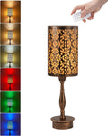 UMEXUS Rechargeable Cordless Table Lamp with Remote, Timer & Dimmer & RGB, Battery Operated, Small Touch Bedside Night Lights, Antique Ambient Lighting for Patio Dining Bedroom Living Room Table