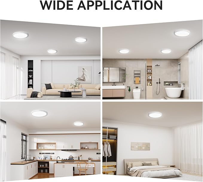 6PACK 3200lm LED Flush Mount Ceiling Light, Super Slim 12 inch LED Ceiling Light, 5000K Daylight LED Ceiling Light for Bedroom, Living Room, Dining Room, Garage and Office (White, Six Pack)