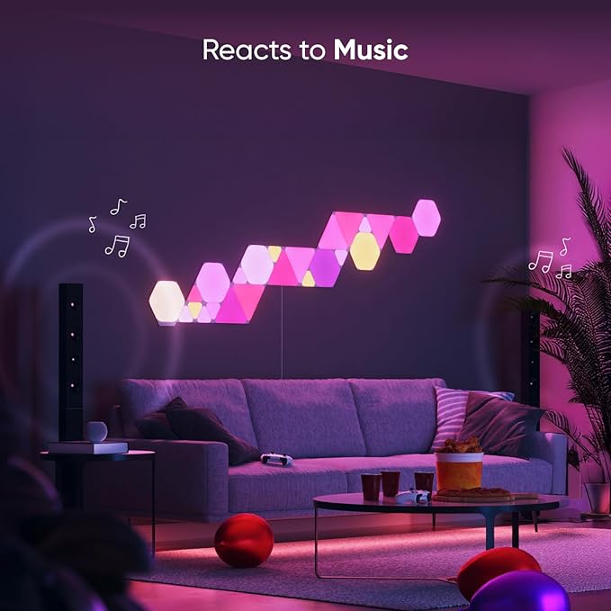 Nanoleaf Shapes LED Lights for Wall, WiFi Smart Home Wall Panel Light RGBW 16M+ Color LED Dimmable Gaming and Home Decor Wall Lights Smarter Kits (Triangles Smarter Kit 7 Pack)