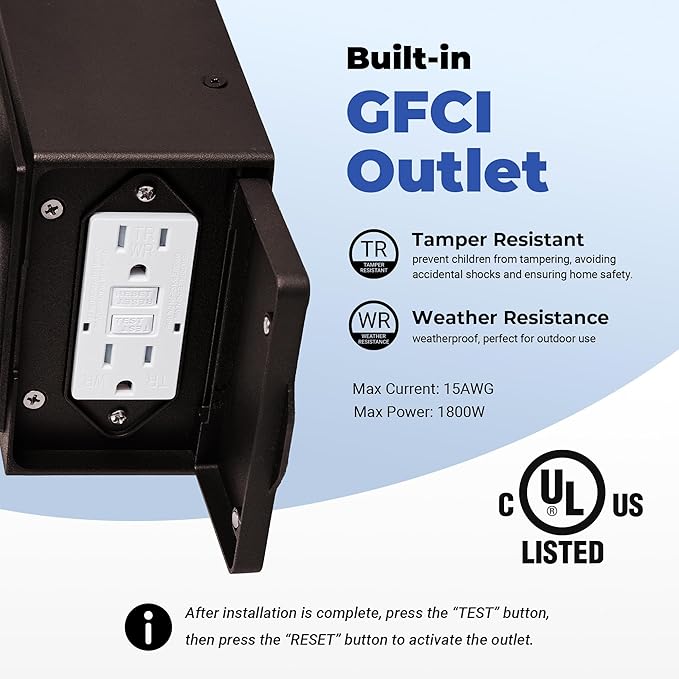 Outdoor Wall Light Fixtures with GFCI Outlet, Adjustable Sensitivity Motion Sensor Outdoor Lights, Oil Rubbed Bronze Anti-Rust Outside Lighting Fixture Sconce for Patio, Garage, Waterproof