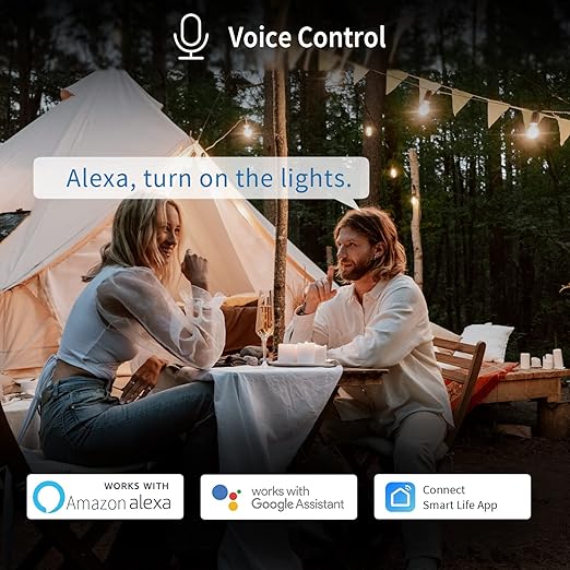 New One Outdoor Smart Plug, 2.4G WiFi Outdoor Outlet with Dual Outlets, Compatible with Alexa, Google Home, Smart Life, Wireless Voice Remote Control, IP65 Waterproof, 125V 15A ETL FCC Certified