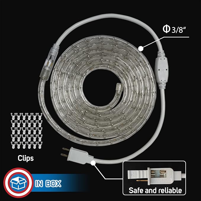 Russell Decor LED Rope Lights Festival Holiday Party Seasonal Christmas Decoration 30ft - 200ft Customized Available (Blue, 20)