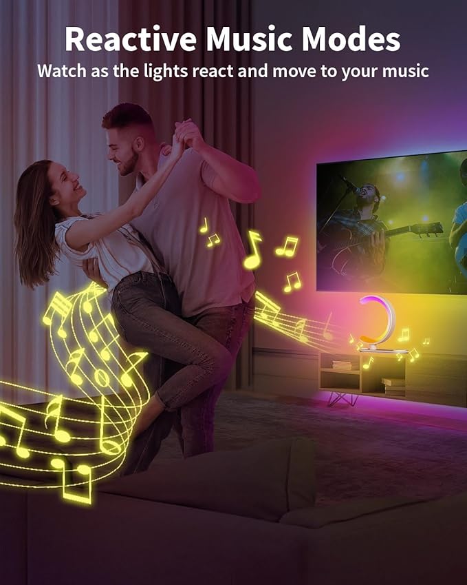 4 in 1 Bluetooth Speaker Night Light with Wireless Charger, Atmosphere Lamp with 24 Soothing Sounds, 16M+ Colors & App Control, Smart Light Sound Machine for Bedroom Home Decor (Golden)