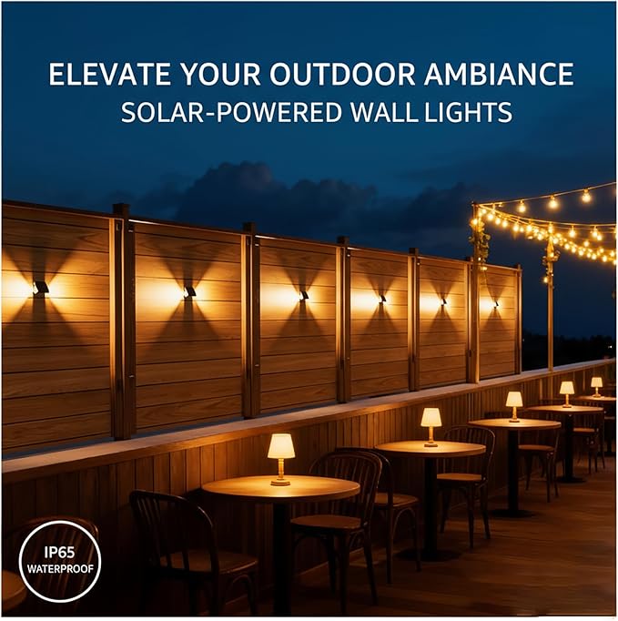 2 Pack Motion Sensor Solar Step Lights,IP67 Outdoor Waterproof LED Stair Lights, 3 Color Temp & Double-Sided Lighting, Outside Decor Light for Deck,Porch,Railing,Fence,Walkway, Yard,Wall,Patio.