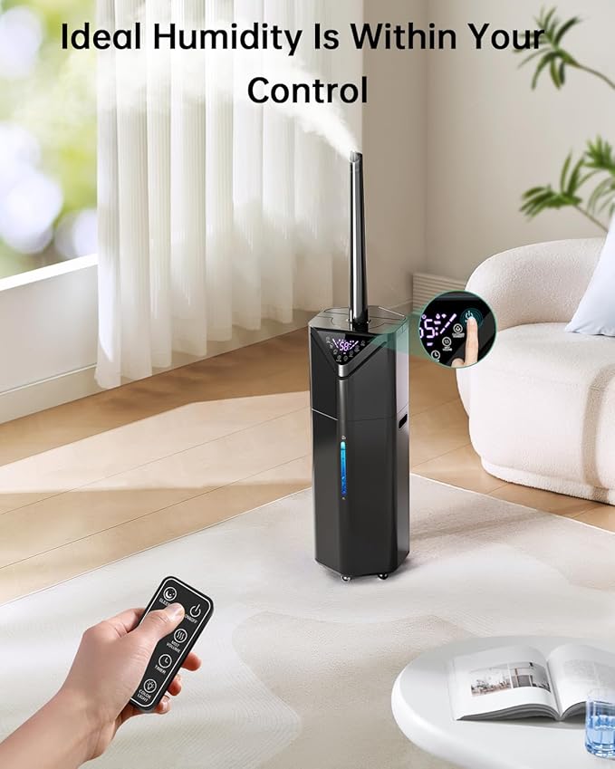 5Gal Humidifiers for Bedroom Large Room up to 2800ft², APP/Remote Control, 60H Supersized Cool Mist Humidifier with Auto 180°Mist Tube, 24H Timer, Top Fill Humidifiers for Home Office Plants