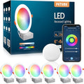 Smart LED Recessed Lighting 6 Inch, IC Rated & ETL Certified Recessed Ceiling Light, RGB & Cool & Warm White Dimmable Color Changing Downlight Work with Alexa/Google, Sync to Music, 1200Lumen,6 Pack