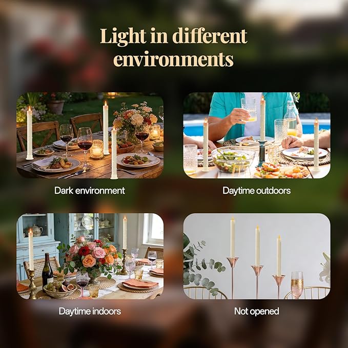 6 Pcs Flameless Taper Candles, Battery Taper Candles Flickering Flame with Embedded Star String, Candle Sticks Battery Powered with Remote Control, Timer Function Ideal for Easter (Ivory)