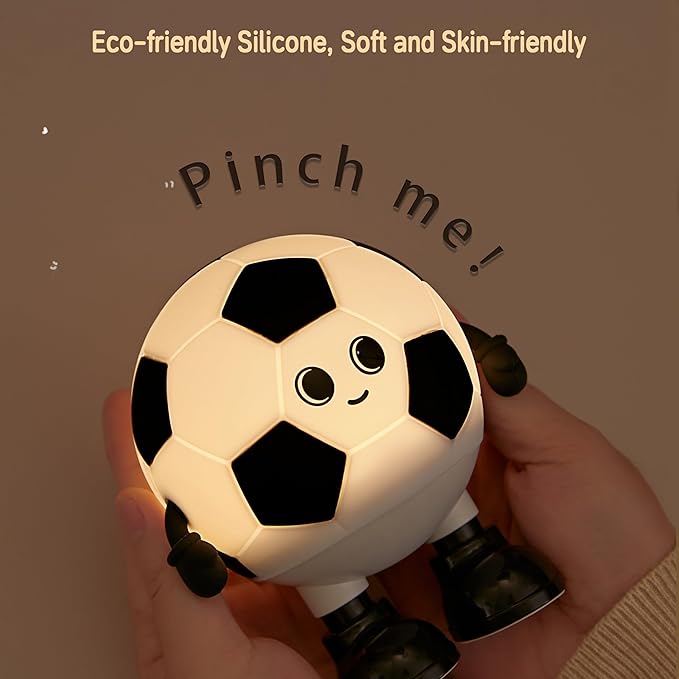 Soccer Night Light, 7 Colors Dimmable Bedside Lamp, Touch Control Night Lamp with Timer for Kids Adults, Used for Camping Party Room Decor (Soccer)