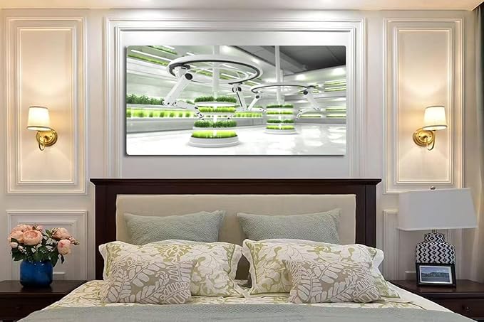 Wibinuki Wall Art Wall Decor Wall Paintings Smart robotic farmers, robot farmers, Agriculture technology, Farm for Living Room Bedroom Bathroom Home Decor Can Be Hung Directly 20"x 40"