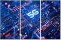 Canvas Wall Art Modern Chip Picture Paintings Artwork Prints Circuit Blue Neon Lights Framed Ready to Hang for Home Office Bedroom Living Room Bathroom Kitchen Wall Decor (42"Wx28"H)