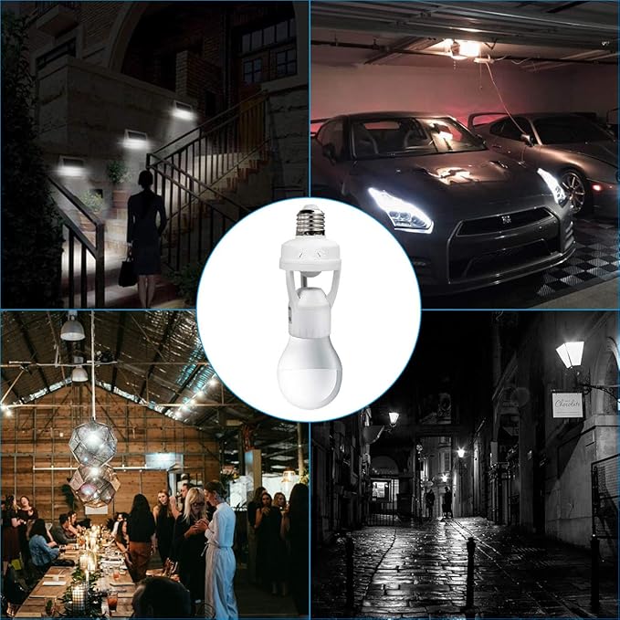 Motion Sensor Light Socket,PIR Motion Detector Screw Bulb Adapter,Auto E26/E27 on/Off Night Light Control,Garage, Laundry Room, Storage Room Lighting Fixture