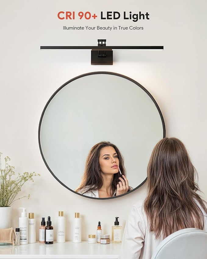 VONLUCE 30" LED Bathroom Vanity Light, 3CCT Modern LED Vanity Lights with 360° Rotatable Head & Swing Arm, 11.4W Bathroom Light Fixture Over Mirror, LED Lights for Bathroom Bedroom, Matte Black