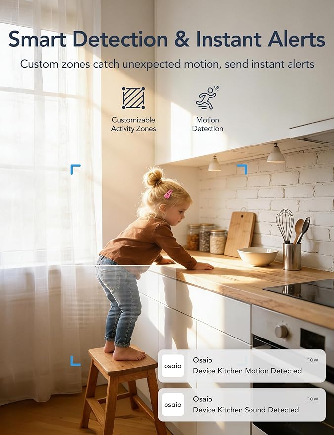 GNCC 2K WiFi Cameras for Home Security, Security Camera Indoor, Baby/Pet Camera with Phone App, 2.4/5GHz, Motion Detector, Night Vision, 2-Way Audio, SD/Cloud Storage, Works with Alexa & Google Home