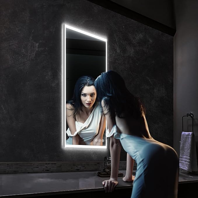 Blossom 21x36 LED Mirror for Bathroom | Backlit LED Vanity Mirror with Anti-Fog, Stepless Dimmable & 3 Color Temperature | Lighted Mirrors for Bathroom Wall | Smart Vanity Makeup Mirror with Lights