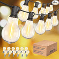 Outdoor String Lights 400FT(4x100) Patio Lights with 212 (12 Spare) Shatterproof Bulbs, String Lights for outside Waterproof hanging for Party,Wedding,Yard, Porch, Bistro, 2200K, Black cord
