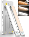 11.82inch Under Cabinet Lighting,2000mAh with Motion Sensor,54LED 3Color Temperature,Closet Lights Motion Sensored, USB-C Charging,Durable And easy-to-install Magnetic Cabinet Light,staircases,-2Pack