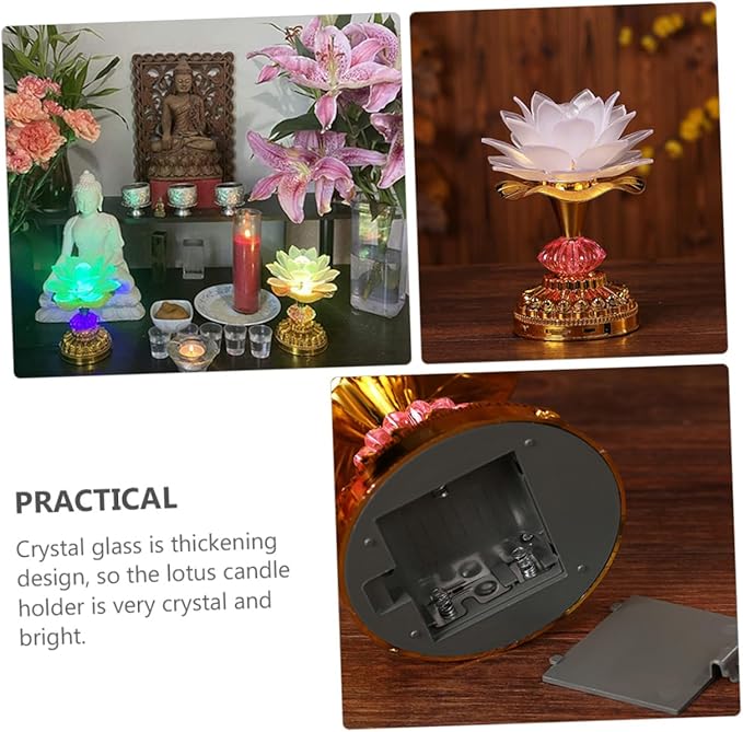 SUPVOX LED Lotus Shaped Lamp Home Decoration Color Changing Desktop Light Buddha Lamp Ornament for Meditation and Spiritual Zen Decor