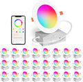 24Pack Smart Recessed Lighting 4 Inch RGBCW Color Changing 12W LED Downlight with Junction Box,1080 Lumen Recessed Ceiling Light Compatible with Alexa,Dimmable by Bluetooth Control
