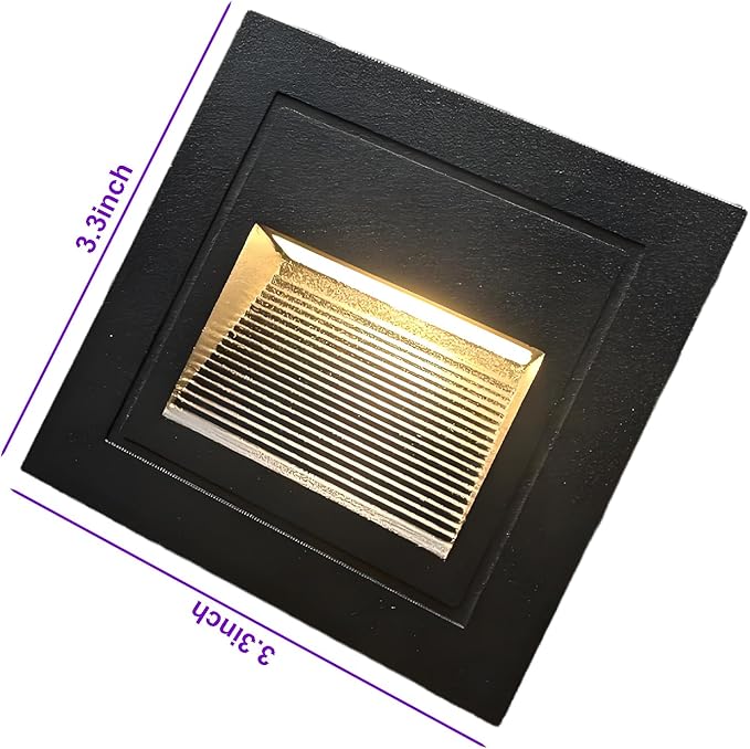 LED Step Lights 120V Dimmable LED Indoor Outdoor Step Light,4-Pack,3000K Warm White,Stair Light, Aluminum Die-Casting, Black