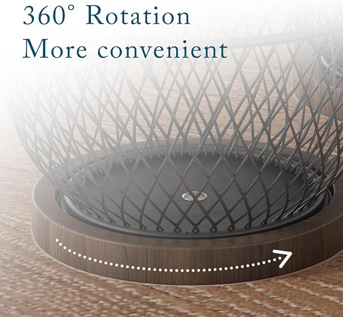 SODSAI 360° Rotating Utensil Holder with Premium Wooden Base, Large Iron Kitchen Organizer for Countertop, Farmhouse & Modern Style Kitchen Storage Basket