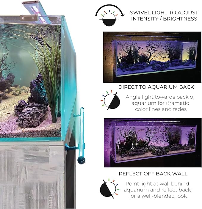 ColorCast Smart LED Aquarium Background Light Kit with Frosted Background Film | Smartphone and Voice Control | 24/7 Timers | Alexa and Google Home | for Aquariums, Terrariums and Vivariums | 18"-32"