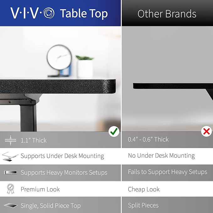 VIVO Electric 60 x 24 in Standing Desk, Memory Height Adjustment, 1B Series, Holds 220 lbs, One-Piece Light Wood Top, Black Frame, DESK-KIT-1B6C