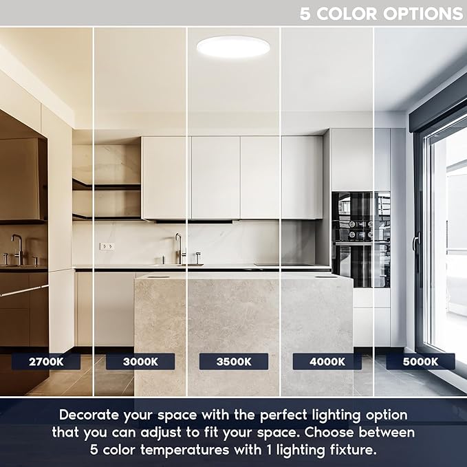 LUXRITE 19 Inch Modern LED Flush Mount Ceiling Light Fixture, 35W, 2200LM, 5CCT Selectable 2700K 3000K 3500K 4000K 5000K, Super Slim Round Ceiling Light, CRI 90, Dimmable, Wet Rated, ETL Listed